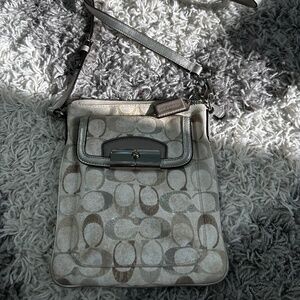 Coach Signature White/Gray/Silver Crossbody Purse